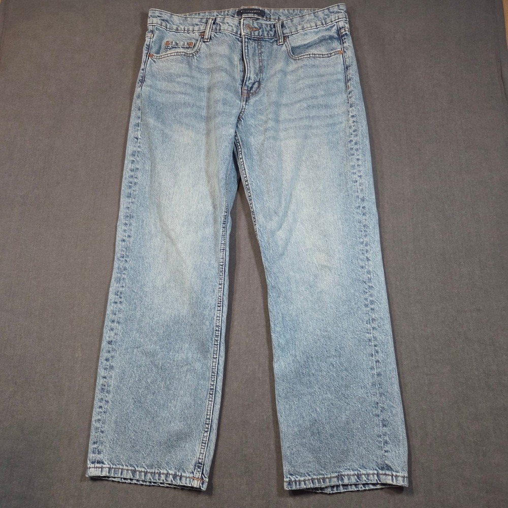 Aeropostale Low Rise Baggy Jeans Womens 12 Short Light Wash Recycled Cotton